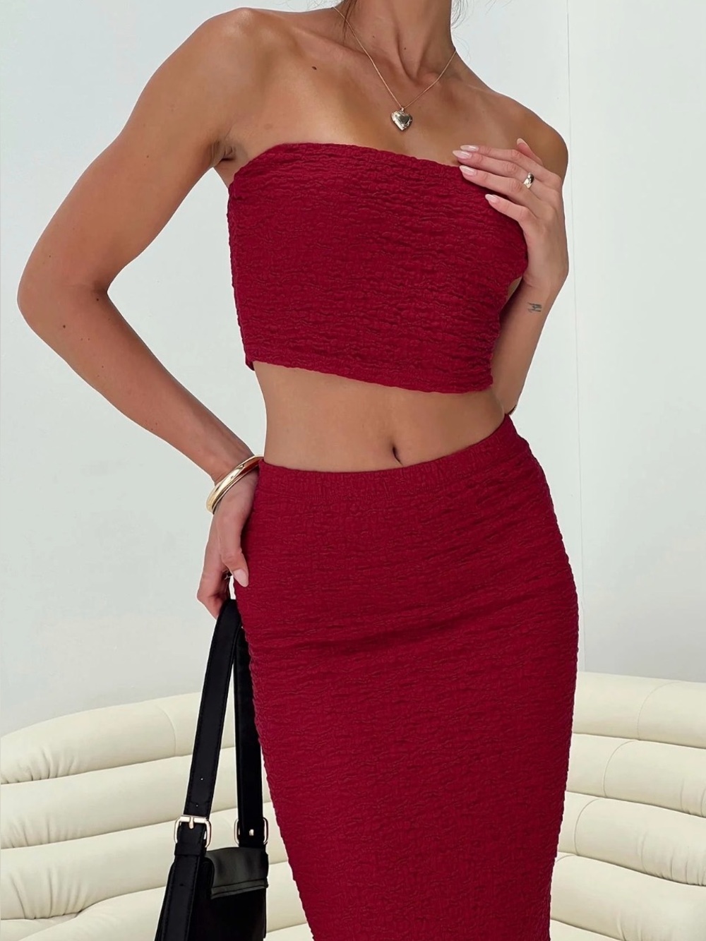 Princess Polly Women’s Red Textured Tube Top